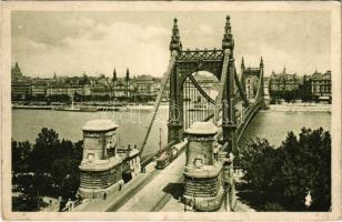 1929 Budapest, Erzsébet híd, villamos. Rökel felvétele (EB)