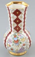 Zsolnay art deco festésű váza. Kézzel festett, jelzett, Mällner M. 1937. Kevés kopással. 14 cm