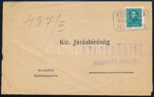 1936 Nyomtatvány KISDOBSZA postaügynökségi bélyegzéssel / Printed matter with postal agency postmark