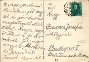 1935 Gumibotos rendőr Mickey egér. Klösz korai Disney képeslap. Hátoldalon Izsák József R.-T. Vegyés...