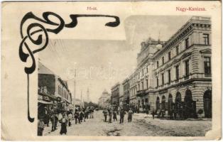 1908 Nagykanizsa, Fő út, Alt és Böhm üzlete és saját kiadása. Art Nouveau (EK)