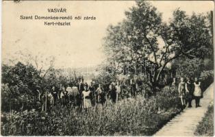 1924 Vasvár, Szent Domonkos-rendi női zárda, kert részlet (ázott / wet damage)