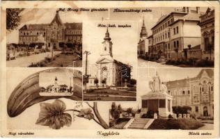 1940 Nagykőrös, Államrendőrségi palota, hősök szobra, Református Arany János gimnázium, régi városháza, uborka. Tamási Ambrus kiadása (fl)