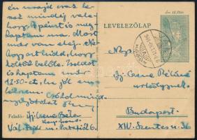 1944.X.31., ifj. Czene Béla (1911-1999) festőművész autográf levele karpaszományos honvédként felesé...