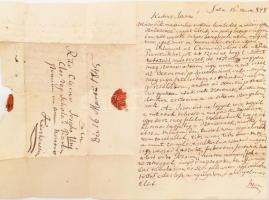 1845 Pigay Antal, Széchenyi Ferencz gróf titoknokának autográf levele Úry József későbbi 1848-as honvédnek, ügyvédnek, unokaöccsének, melyben egyetemi tanulmányairól érdeklődik és további szorgalomra sarkallja.
