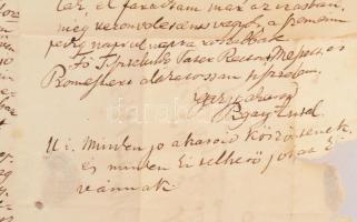 1845 Pigay Antal, Széchenyi Ferencz gróf titoknokának autográf levele Úry József későbbi 1848-as hon...