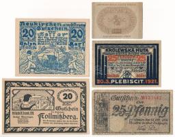 ~1920. 5xklf papír szükségpénzből álló tétel, közte Svájc, Lengyelország, Ausztria és Németország T:I--III- ~1920. 5xdiff paper necessity money / notgeld lot, within Switzerland, Poland, Austria and Germany C:AU-VG