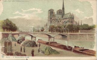 Paris Notre Dame hold to light litho