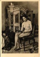 Eitelkeit. München, Haus der Deutschen Kunst / Erotic nude lady art postcard s: Sepp Hilz (apró szakadás / tiny tear)