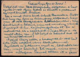 1944 novembere, ifj. Czene Béla (1911-1999) festőművész autográf sorai karpaszományos honvédként szü...