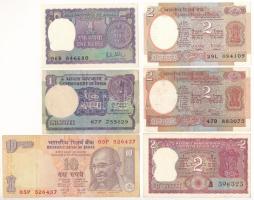 India 6db-os bankjegytétel (5xklf) T:II-III India 6pcs banknotelot (5xdiff) C:XF-F