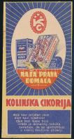 cca 1920-1930 Kolinska cikoriakávé reklámos számolócédula, a szélén apró hiánnyal