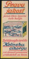 cca 1920-1930 Kolinska cikoriakávé reklámos számolócédula