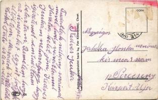 1939 Huszt, Chust, Khust; Fő tér, autóbuszok, Hitelbank, üzletek / námestí / main square, autobuses,...