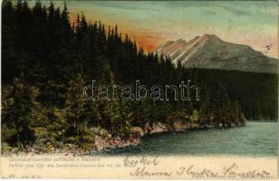 1903 Tátra, Vysoké Tatry; Szentiványi-Csorbai tó és Bástya. Feitzinger Ede 1902/12. 467. / Strbské pleso, Basta / lake, mountain