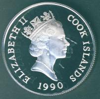 Cook szigetek 1990. 10$ Ag "Amerika 500 éve-Kolumbusz, hajó" T:PP