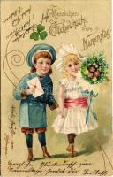 1903 Herzlichen Glückwunsch zum Namenstage! / Name Day greeting art postcard. Emb. litho (EK)