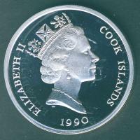 Cook szigetek 1990. 10$ Ag "Amerika 500 éve-hajó" T:PP