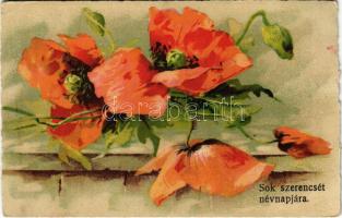 Sok szerencsét névnapjára / Name Day greeting art postcard. litho (EK)