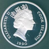 Cook szigetek 1990. 10$ Ag "Amerika 500 éve-hajó" T:PP