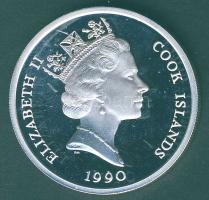 Cook szigetek 1990. 10$ Ag "Amerika 500 éve-hajó" T:PP