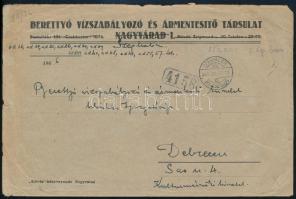 1946 (26. díjszabás) Levél 150.000 AP készpénzes bérmentesítéssel &quot;SZEGHALOM&quot; - Debrecen / Cover with cash franking (ex Makkai)