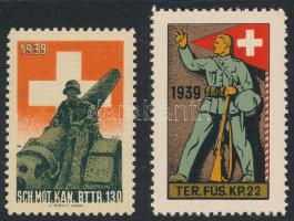1939 2 db svájci katonabélyeg