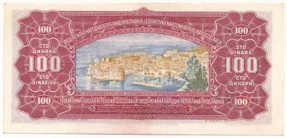 Jugoszlávia 1955. 100D "OH 411664" T:I- Yugoslavia 1955. 100 Dinara "OH 411664" ...