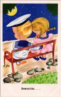 Romantika... / Children art postcard, sailor boy with girl. Amag 0515.