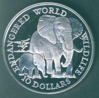 Cook szigetek 1990. 10$ Ag "Veszélyeztetett állatvilág-elefántok" T:PP Csak 25.000db!
