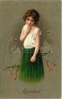 1917 Gänseliesl / Children art postcard, girl with geese. A.R. & C.i.B. No. 286. litho (fl)