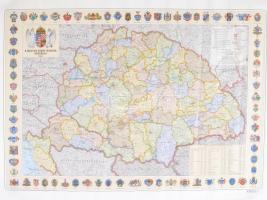 A Magyar Korona országainak térképe 1914-es kiadás modern reprintje 50x70 cm