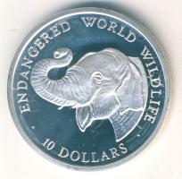 Cook szigetek 1990. 10$ Ag "Veszélyeztetett állatvilág-elefántfej" T:PP Csak 25.000db!