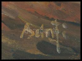 Bánfi József (1936): Lovas. Olaj, karton, Jelzett 18x24 cm