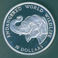 Cook szigetek 1990. 10$ Ag "Veszélyeztetett állatvilág-elefántfej" T:PP Csak 25.000db!