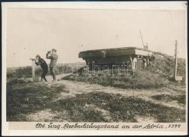 cca 1914-1918 Az Osztrák-Magyar Cs. és Kir. Haditengerészet (K.u.K. Kriegsmarine) megfigyelőhelye (bunker) az Adriai-tenger partján (Észak-Adria), feliratozott fotó, 18x13 cm / cca 1914-1918 Observation post (bunker) of the Austro-Hungarian Navy (K.u.K. Kriegsmarine) on the coast of the Adriatic Sea (northern region), photo with description on the bottom, 18x13 cm