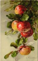 Still life art postcard with apples. G.O.M. 1615. s: C. Klein (EK)