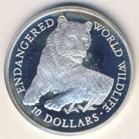 Cook szigetek 1990. 10$ Ag "Veszélyeztetett állatvilág-tigris" T:PP Csak 25.000db!
