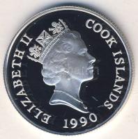 Cook szigetek 1990. 10$ Ag "Téli olimpia-síelés" T:PP