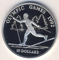 Cook szigetek 1990. 10$ Ag "Téli olimpia-síelés" T:PP