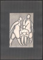 Jelzés nélkül, 4 db rajz: Alakok. Ceruza, papír, paszpartuban, egyiken kisebb folttal, 20,5×14,5 cm