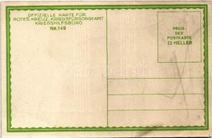 Italia - In deiner Hand seh'n wir den Mordstahl blinken.. Offizielle Karte für Rotes Kreuz, Kri...