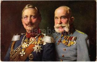 II. Vilmos és Ferenc József / Wilhelm II and Franz Joseph. Offizielle Karte für Rotes Kreuz, Kriegsfürsorgeamt, Kriegshilfsbüro Nr. 128. (EK)