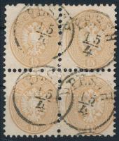 1864 15kr négyestömb / block of 4 (MBK 1800 p)