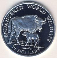 Cook szigetek 1990. 50$ Ag "Veszélyeztetett állatvilág-bölény" T:PP Csak 25.000db!