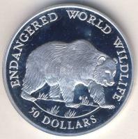 Cook szigetek 1990. 50$ Ag "Veszélyeztetett állatvilág-medve" T:PP Csak 25.000db!