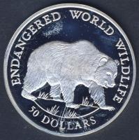 Cook szigetek 1990. 50$ Ag "Veszélyeztetett állatvilág-medve" T:PP Csak 25.000db!