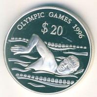 Tuvalu 1994. 20$ Ag "Olimpiai játékok-úszás" T:PP