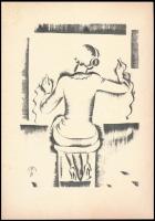 Molnár C. Pál (1894-1981): Telefonos kisasszony. Kis szériás ofszet, papír, kissé foltos, 29,5×21 cm