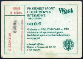 1995 Bp., belépő az FTC stadionba (Albert Flórián Stadion), C szektor, féléves bérlet